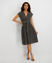 kensie Women's Embroidered V-Neck Dress