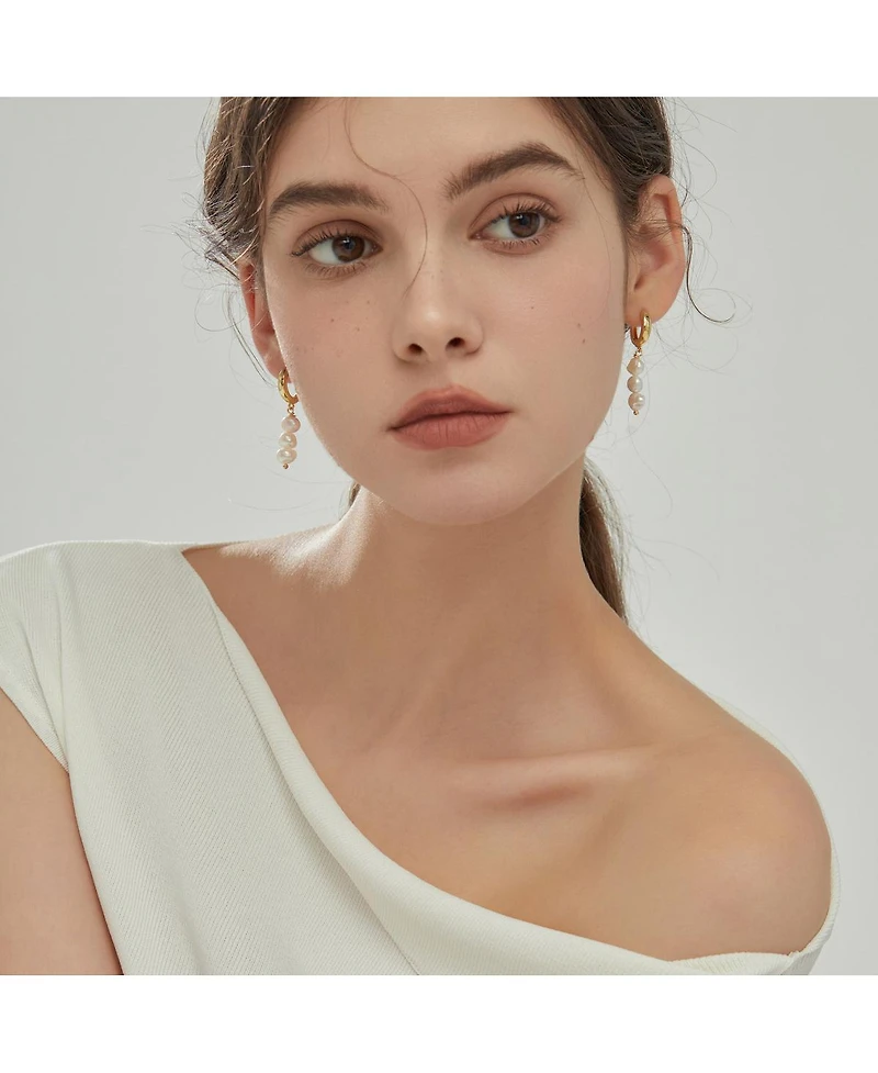 18K Gold Plated Freshwater Pearls -Jackie Necklace & Jackie Earrings Set For Women