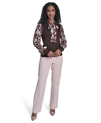 Tommy Hilfiger Women's Mixed Media Tie Neck Sweater