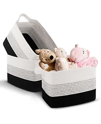 Cheer Collection Set of 3 Woven Cotton Rope Storage Baskets – Soft, Durable, Machine Washable