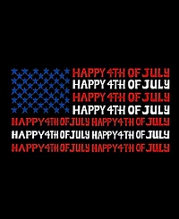 La Pop Art Women's Happy 4th of July Word Crew Neck T-Shirt