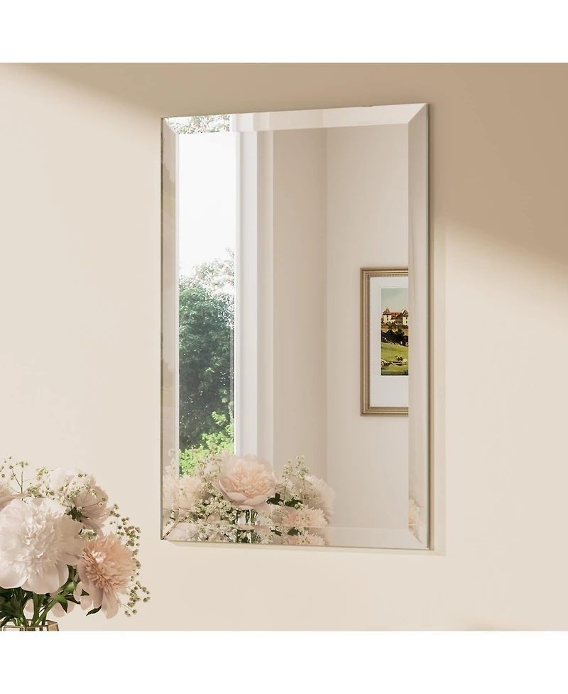 Keonjinn Inch Beveled Bathroom Vanity Mirror Shatterproof Frameless Wall Mirrored Over Sink Horizontal/Vertical