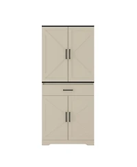 sumyeg Modern Wooden Cabinet with Sturdy Frame, Led Lighting, and Drawer for Living Room, Bedroom, Entryway, Office