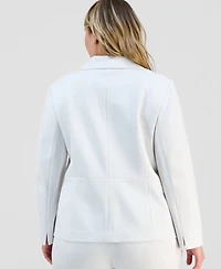 Kasper Plus Notch-Collar Seamed One-Button Jacket