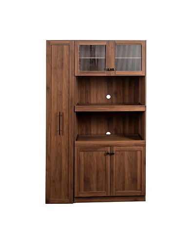 Casainc Kitchen Pantry Cabinet with 4 Doors and Pull-Out Multi-Tier Storage Shelves for Kitchen and Dining Room