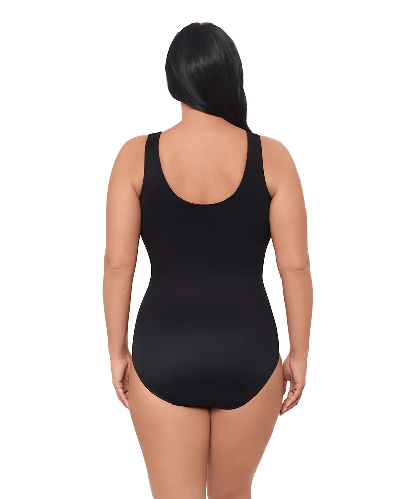 Miraclesuit Women's Plus Illustionists Crossover Tummy Control One Piece Swimsuit