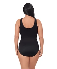 Miraclesuit Women's Plus Illustionists Crossover Tummy Control One Piece Swimsuit