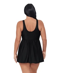 Miraclesuit Women's Plus Must Haves Marais Tummy Control Swimdress