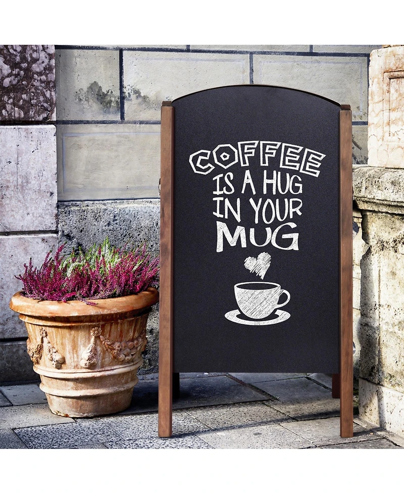 Sugift 31.5 Inch Wood A-Frame Sidewalk Signage Chalkboard