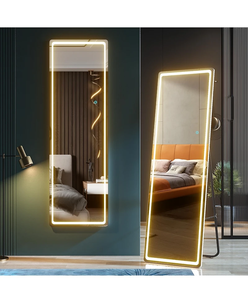 Vlsrka Led Full-Length Mirror with Stand, Suitable for Outfit Checks.