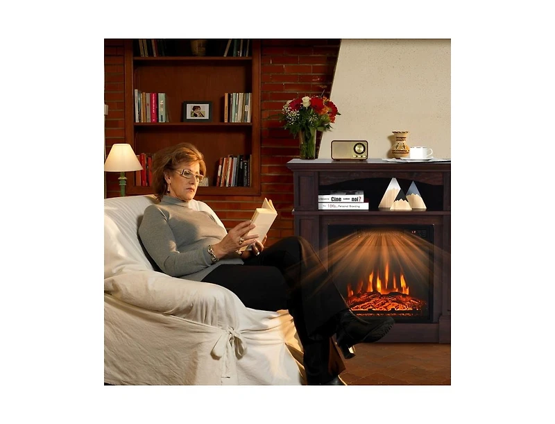 Sugift 18 Inch 1400W Electric Tv Stand Fireplace with Shelf
