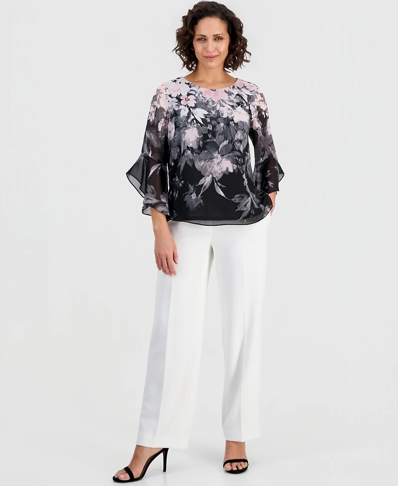 Kasper Women's Printed Chiffon 3/4-Sleeve Blouse