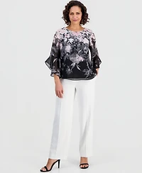 Kasper Women's Printed Chiffon 3/4-Sleeve Blouse