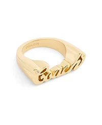 Coach Faux Stone Signature Name Plate Band Ring