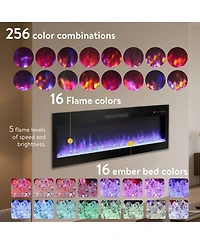 Flynama Smart 60" WiFi-Enabled Electric Fireplace Heater, Recessed in-Wall and Wall-Mounted