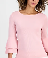 Kasper Women's Scoop-Neck Flare-Sleeve Sweater, Regular & Petite