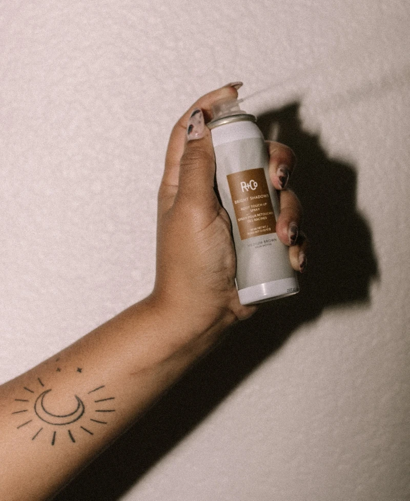 R+Co Bright Shadows Root Black Touch Up Spray, 1.5 oz.