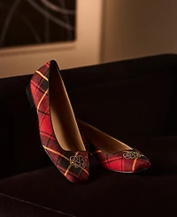 Lauren Ralph Women's Emellie Logo Plaid Ballet Flats
