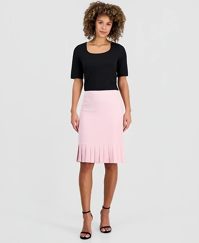 Kasper Women's Pleated-Hem Midi Skirt