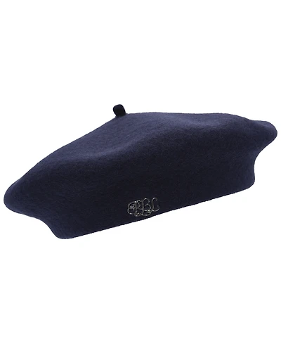 Lauren Ralph Women's Classic Wool Beret Hat with Script Logo