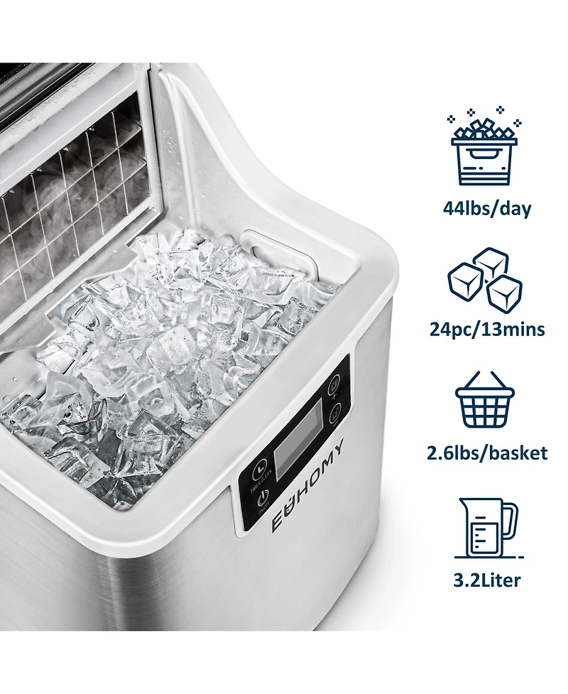 Euhomy 34-lb Cube Ice Countertop Portable Ice Maker in Black with Self Cleaning
