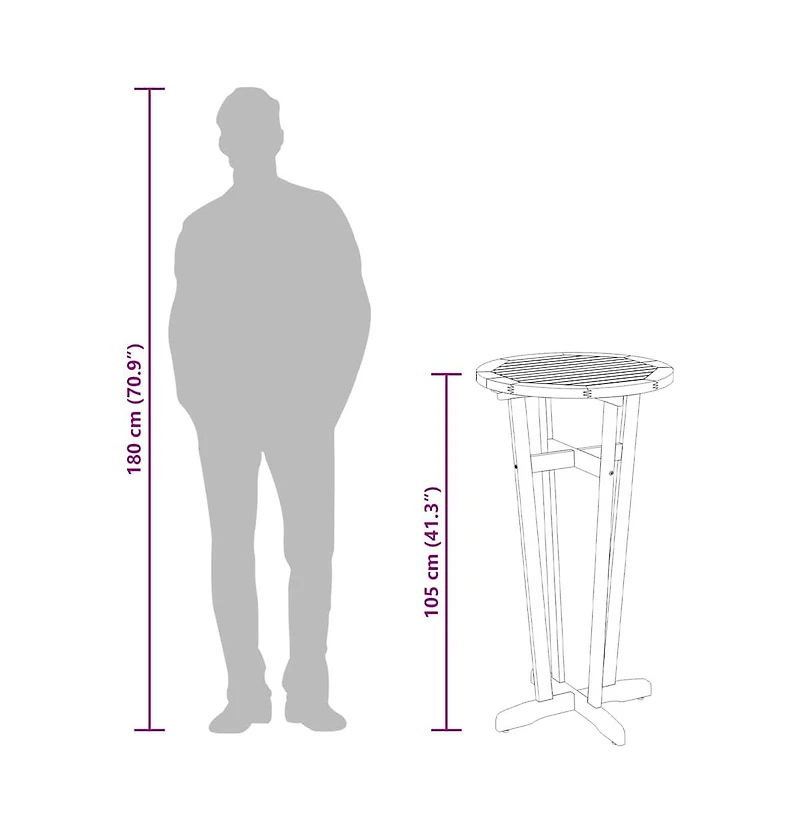 vidaXL Patio Bar Table 23.6"x41.3" Solid Wood Acacia