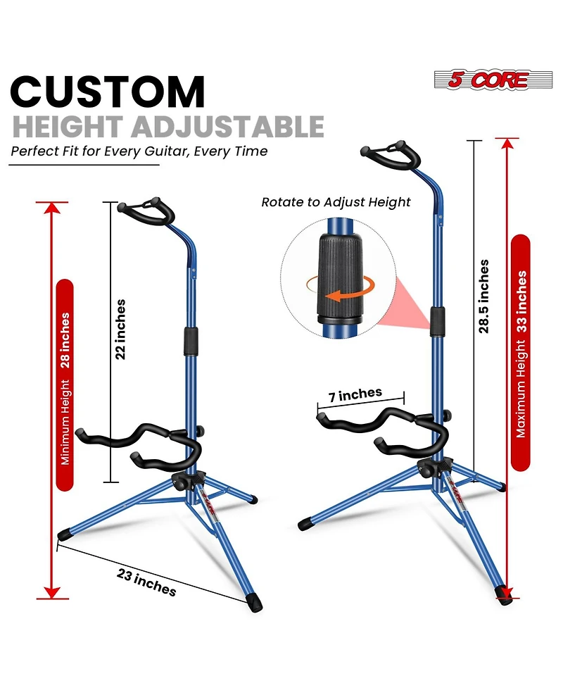 5 Core Guitar Stand Floor Foldingholder Soporte Para Guitarra for Acoustic Electric Bass Gsh Hd D-blu