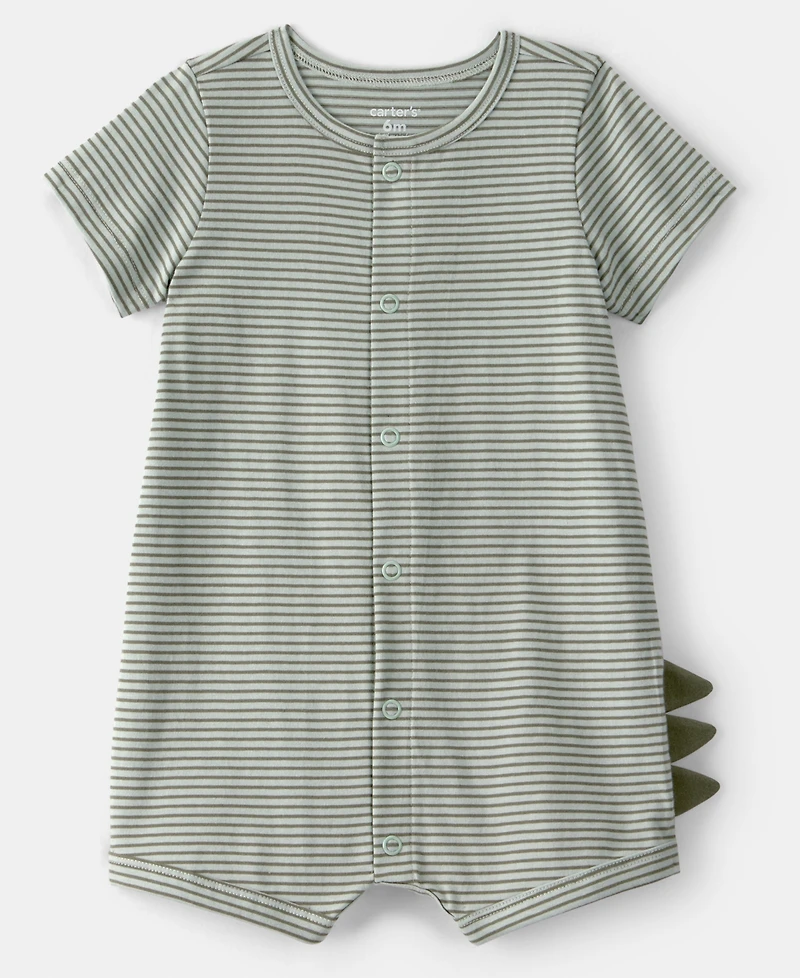 Carter's Baby Boys Stripes and Dinosaur Scales Snap-Up Romper