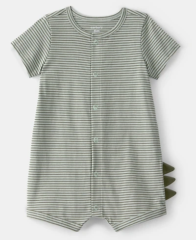 Carter's Baby Boys Stripes and Dinosaur Scales Snap-Up Romper