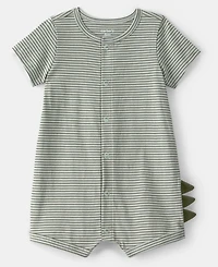 Carter's Baby Boys Stripes and Dinosaur Scales Snap-Up Romper