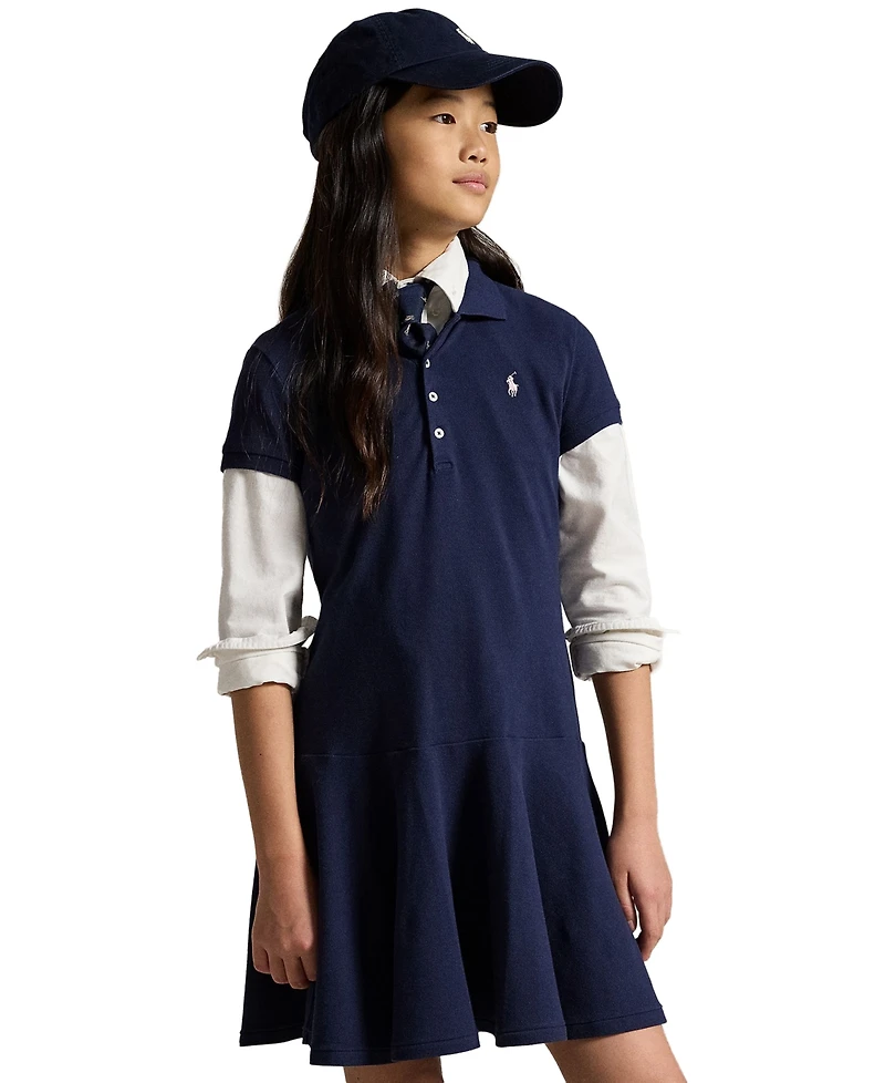 Big Girls Cotton Mesh Short Sleeve Polo Dress