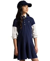 Big Girls Cotton Mesh Short Sleeve Polo Dress