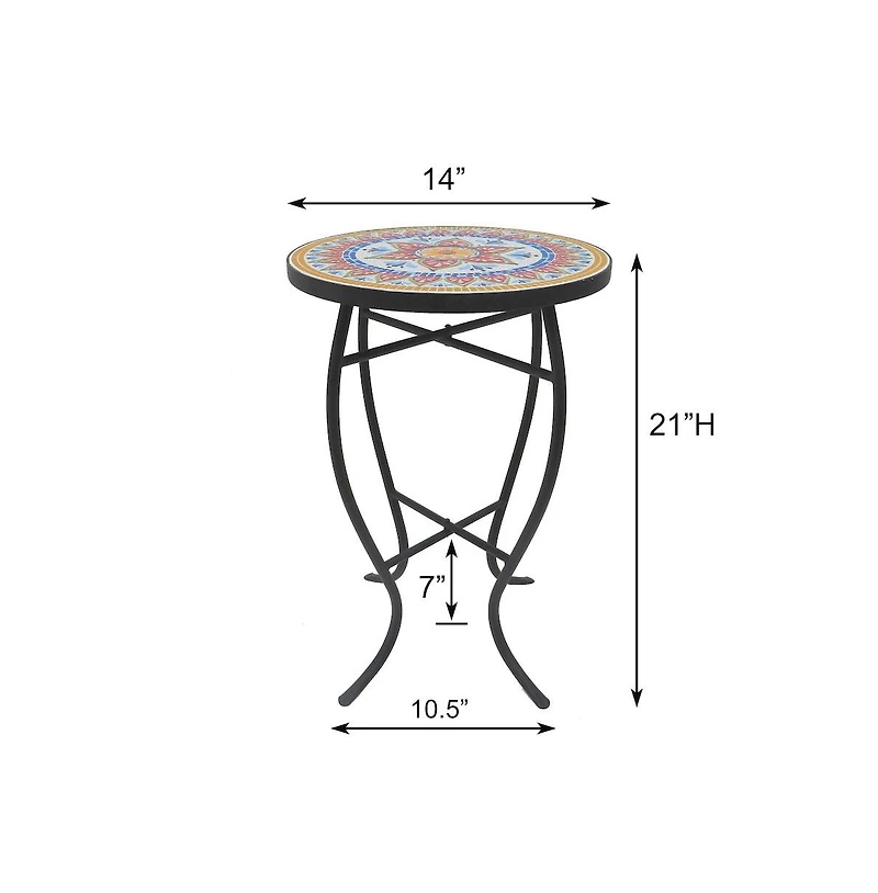 Jiallo 3 Pc Faux Rattan Basket Chair Set With Mosiac Accent Table