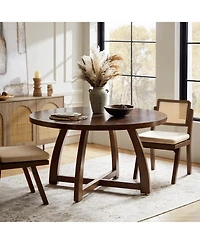 Hulala Home Mid-century Modern Loredana 54" Solid Wood Round Dining Table