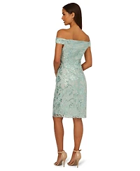 Adrianna Papell Women's Off-The-Shoulder Sequin Sheath Dress