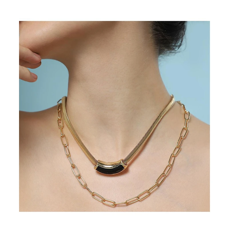 Sohi Women's The Sylvan-Snakechain Multi-Layer Necklace - California Gold