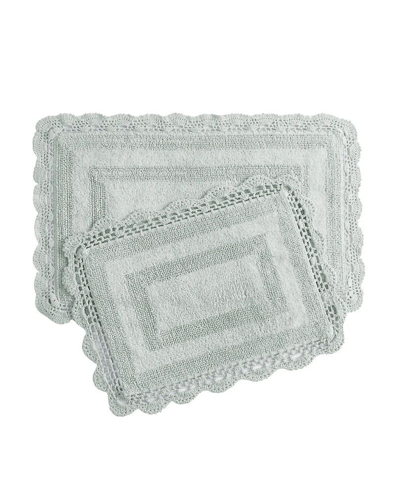 Laura Ashley Crochet Reversible Cotton 2-Pc. Bath Rug Set