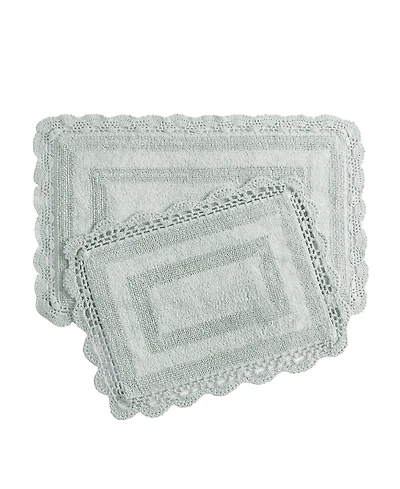 Laura Ashley Crochet Reversible Cotton 2-Pc. Bath Rug Set