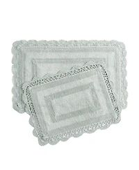 Laura Ashley Crochet Reversible Cotton 2-Pc. Bath Rug Set