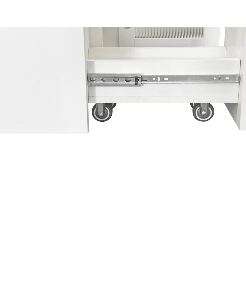 Casainc Kitchen Pantry Cabinet with Glass Doors and Pull-Out Multi-Tier Shelves, Storage Organizer for Kitchen and Bar