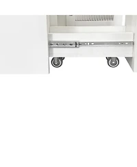 Casainc Kitchen Pantry Cabinet with Glass Doors and Pull-Out Multi-Tier Shelves, Storage Organizer for Kitchen and Bar