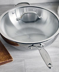 GreenPan Stainless Steel 12" Valencia Pro Uncoated Covered Wok with Lid
