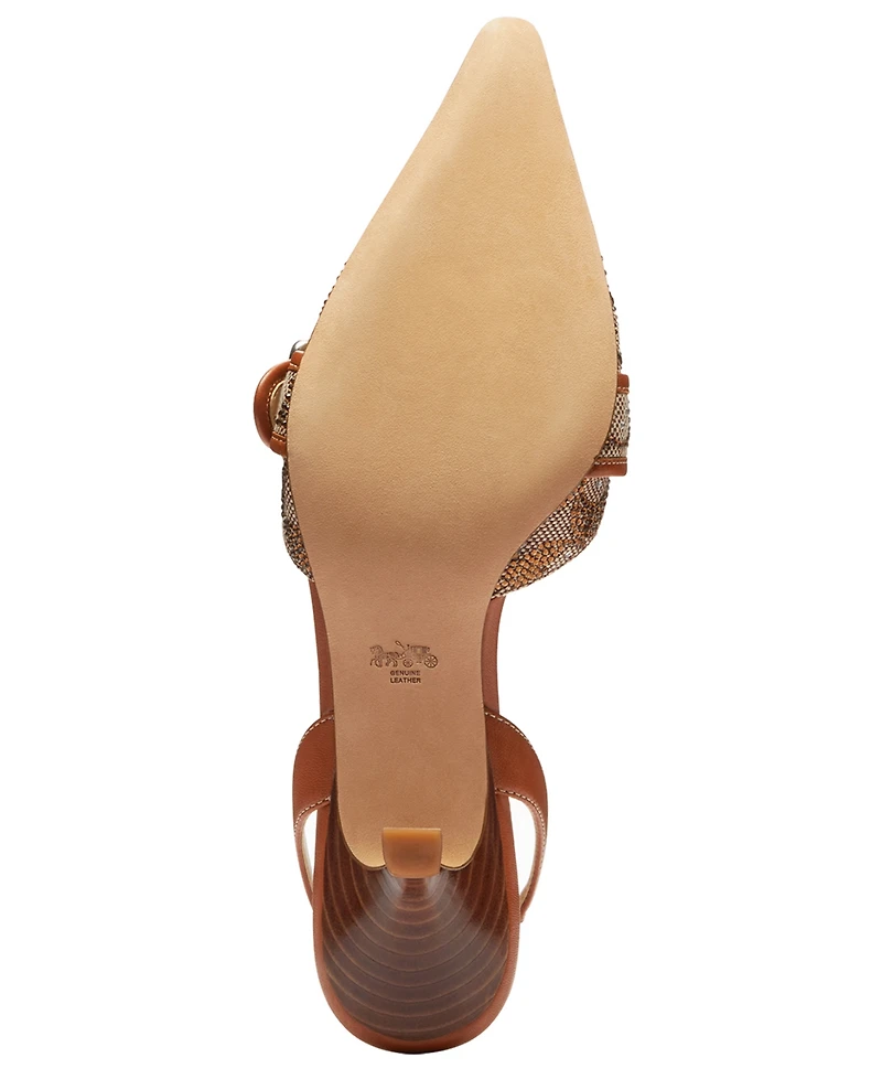 Coach Women's Margot Crystal Signature Jacquard Slingback Pumps