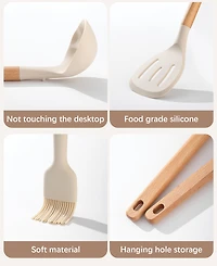 Sugift 9-Piece Natural Teak Wooden Kitchen Utensils Set