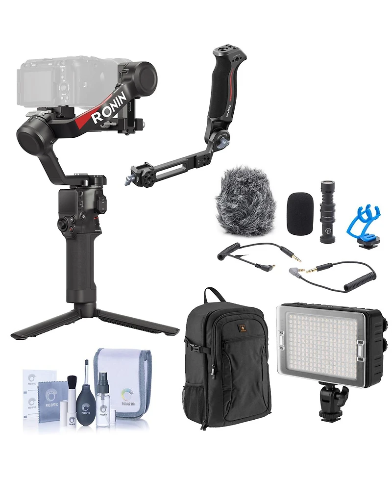 Dji Rs 4, Bundle with Sling Handle, On-Camera Led Light, Microphone and Backpack