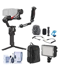 Dji Rs 4, Bundle with Sling Handle, On-Camera Led Light, Microphone and Backpack