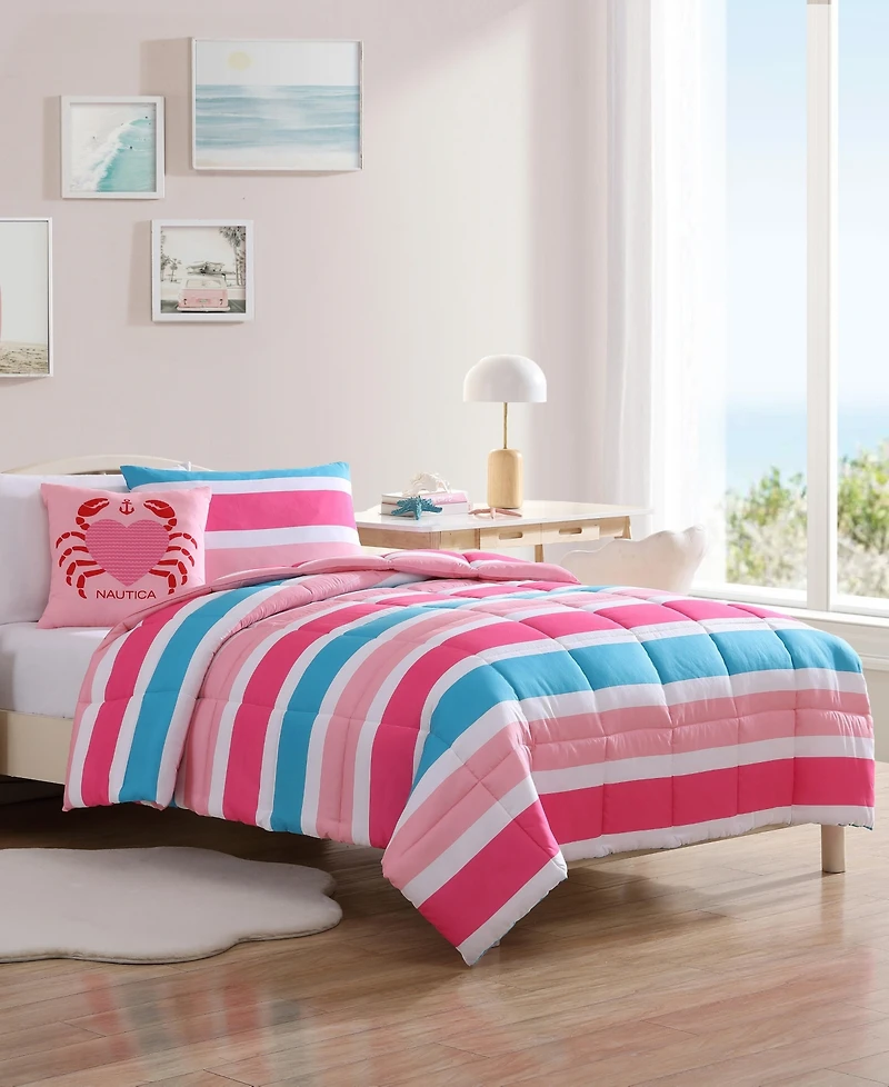 Nautica Cru Stripe Microfiber 4-Pc. Comforter Set, Full/Queen