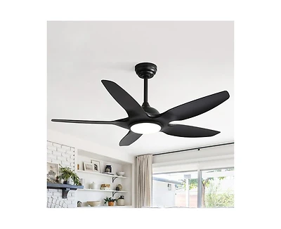 Sofucor 48-inch Matte 5-Blade Ceiling Fan with Six Speed Remote Control and Forward Reverse Function for Indoor Use