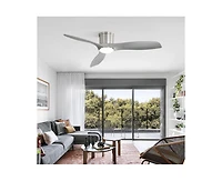 Sofucor 52-inch Modern Sand Nickel 3-Blade Flush Mount with Led Lights and Remote Control