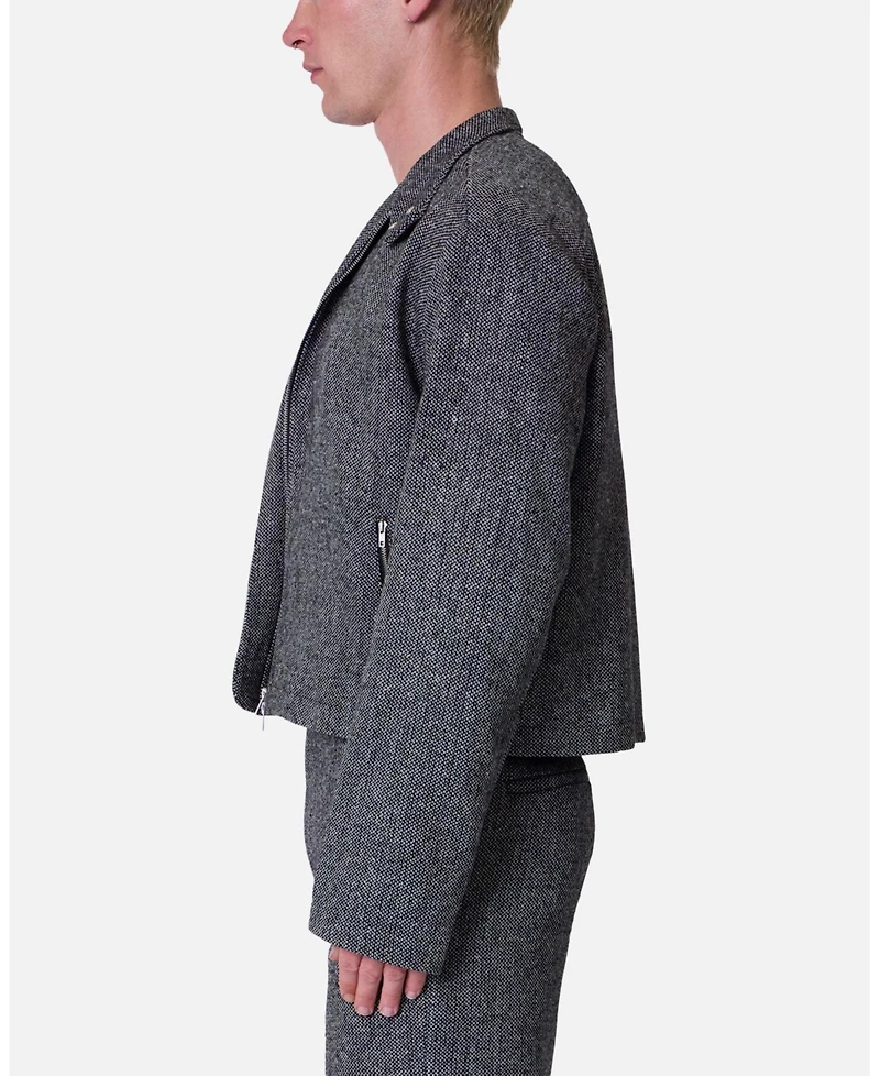 Loiter Men's Tweed Mod Jacket, Tailored Fit, Textured Fabric, Button Closure, Classic Collar, Stylish Outerwear
